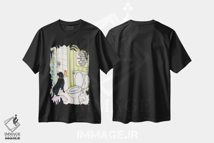 تیشرت مشکی طرح دار – تیشرت طنز سگ ,دنبال قاتل بگرد اثر جیمی موراث فروشگاه ایماژ