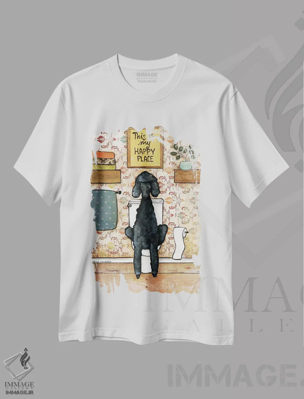 تیشرت سفید طرح دار – تیشرت پودل ,جای شاد پودل اثر جیمی موراث فروشگاه ایماژ
