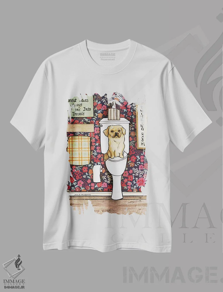 تیشرت سفید طرح دار – تیشرت طنز حیوانی ,اتاق فکر اثر جیمی موراث immage.ir