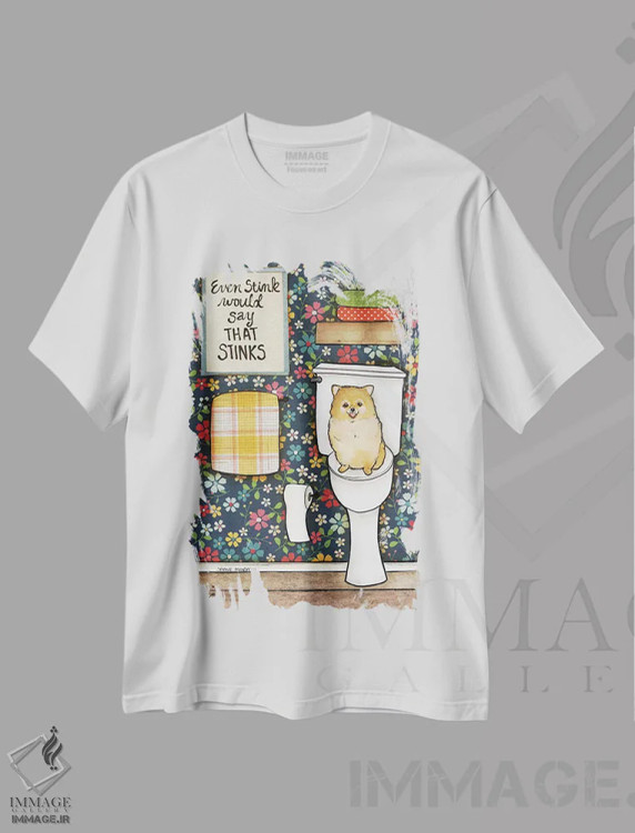 تیشرت سفید طرح دار – تیشرت طنز حیوانات ,خیلی بدبوست اثر جیمی موراث immage.ir