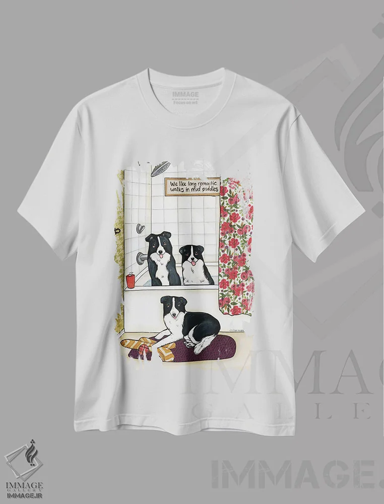تیشرت سفید طرح دار – تیشرت حیوانات ,چاله های گل آلود اثر جیمی موراث فروشگاه ایماژ