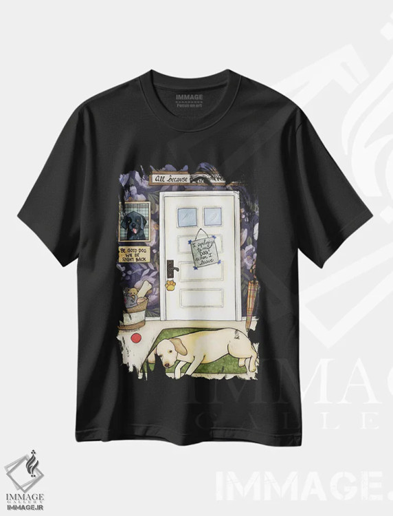 تیشرت مشکی طرح دار – تیشرت طنز حیوانی ,برمی گردم اثر جیمی موراث فروشگاه ایماژ