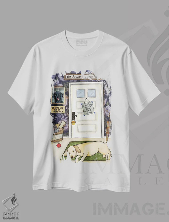 تیشرت سفید طرح دار – تیشرت طنز حیوانی ,برمی گردم اثر جیمی موراث immage.ir