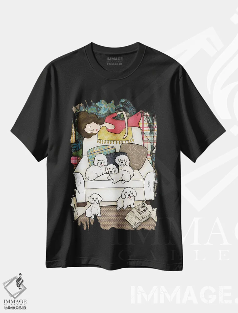 تیشرت مشکی طرح دار – تیشرت طنز حیوانات ,غُر زدن سگ بیچون اثر جیمی موراث immage.ir