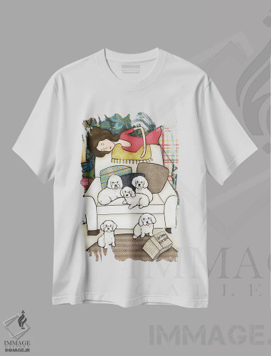 تیشرت سفید طرح دار – تیشرت طنز حیوانات ,غُر زدن سگ بیچون اثر جیمی موراث فروشگاه ایماژ
