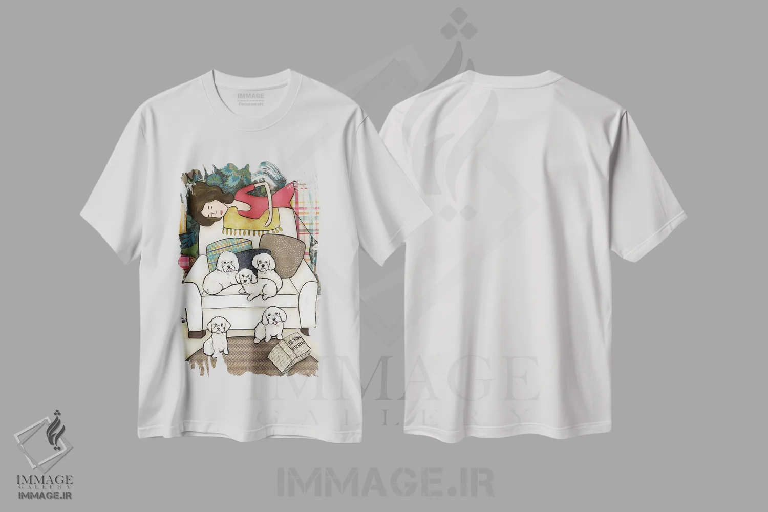 تیشرت سفید طرح دار – تیشرت طنز حیوانات ,غُر زدن سگ بیچون اثر جیمی موراث فروشگاه ایماژ