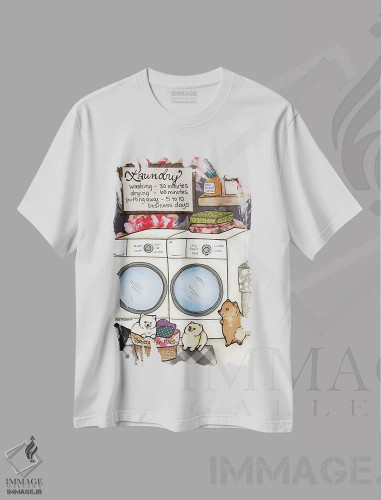 تیشرت سفید طرح دار – تیشرت طنز حیوانات ,تل های پامرانین اثر جیمی موراث فروشگاه ایماژ