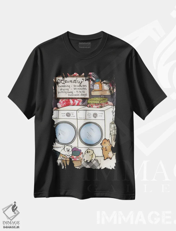 تیشرت مشکی طرح دار – تیشرت طنز حیوانات ,تل های پامرانین اثر جیمی موراث immage.ir