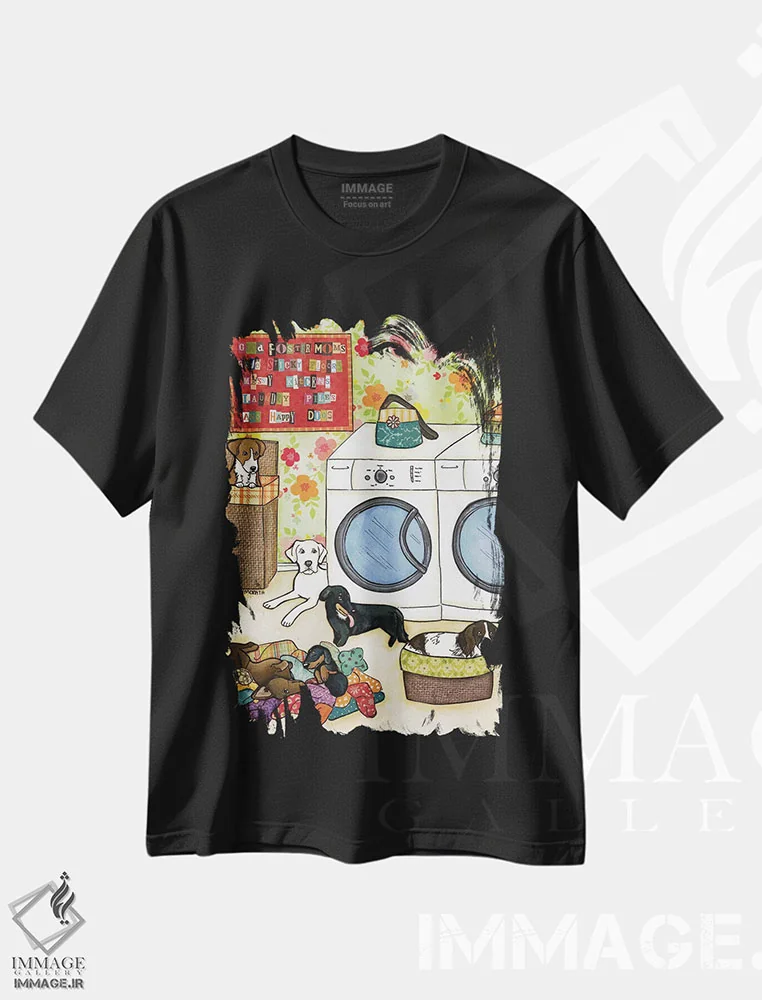 تیشرت مشکی طرح دار – تیشرت حقوق حیوانات ,سگ های خوشحال اثر جیمی موراث فروشگاه ایماژ