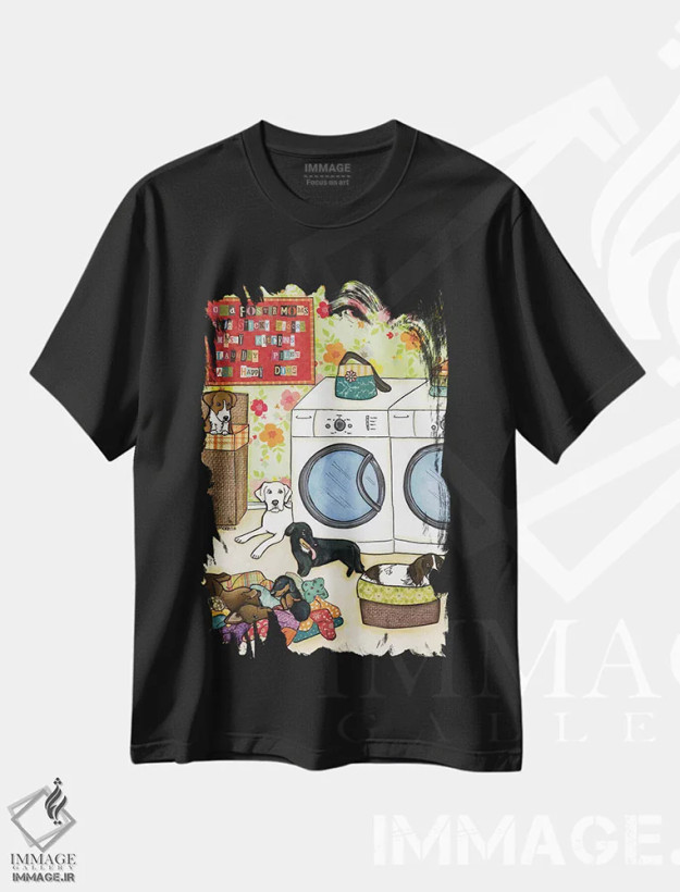 تیشرت مشکی طرح دار – تیشرت حقوق حیوانات ,سگ های خوشحال اثر جیمی موراث فروشگاه ایماژ
