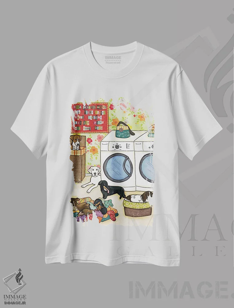تیشرت سفید طرح دار – تیشرت حقوق حیوانات ,سگ های خوشحال اثر جیمی موراث immage.ir
