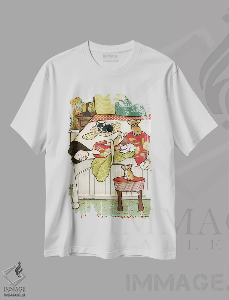 تیشرت سفید طرح دار – تیشرت فانتزی ,سگ های کوچک اثر جیمی موراث فروشگاه ایماژ