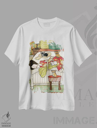 تیشرت سفید طرح دار – تیشرت فانتزی ,سگ های کوچک اثر جیمی موراث فروشگاه ایماژ