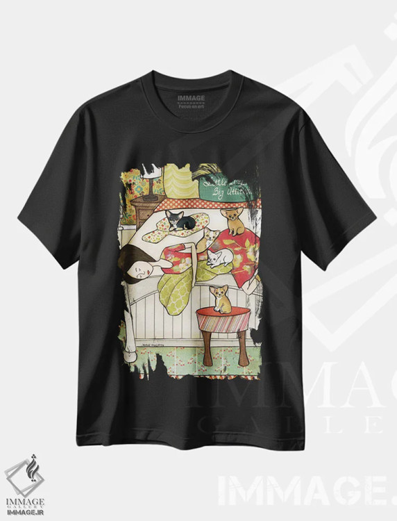 تیشرت مشکی طرح دار – تیشرت فانتزی ,سگ های کوچک اثر جیمی موراث immage.ir