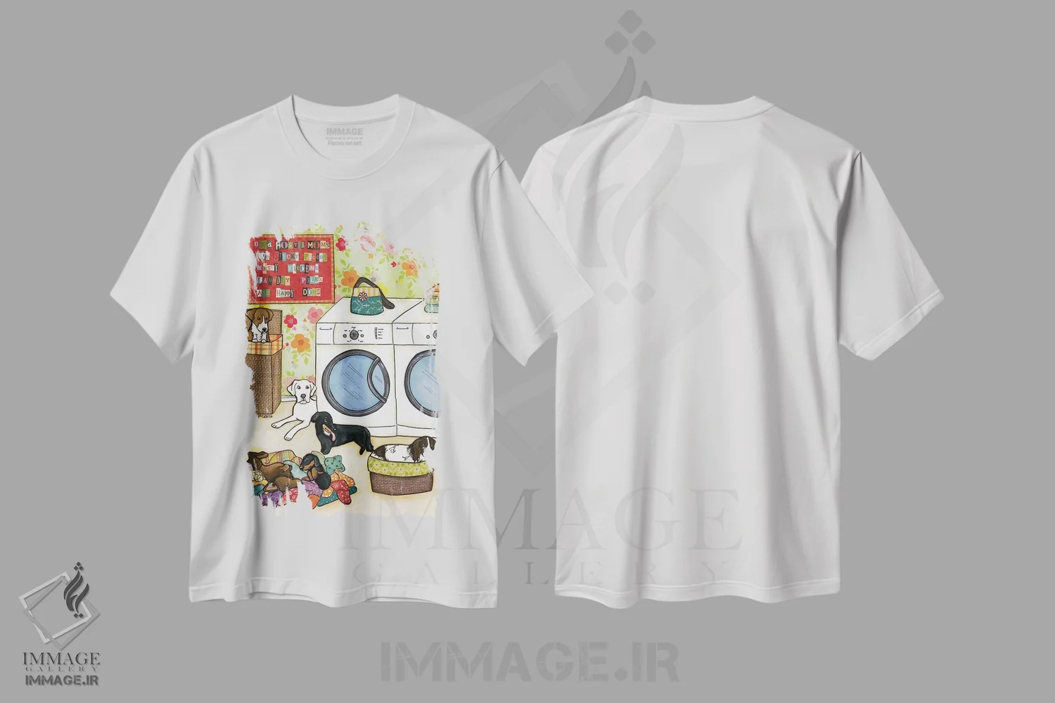 تیشرت سفید طرح دار – تیشرت حقوق حیوانات ,سگ های خوشحال اثر جیمی موراث immage.ir