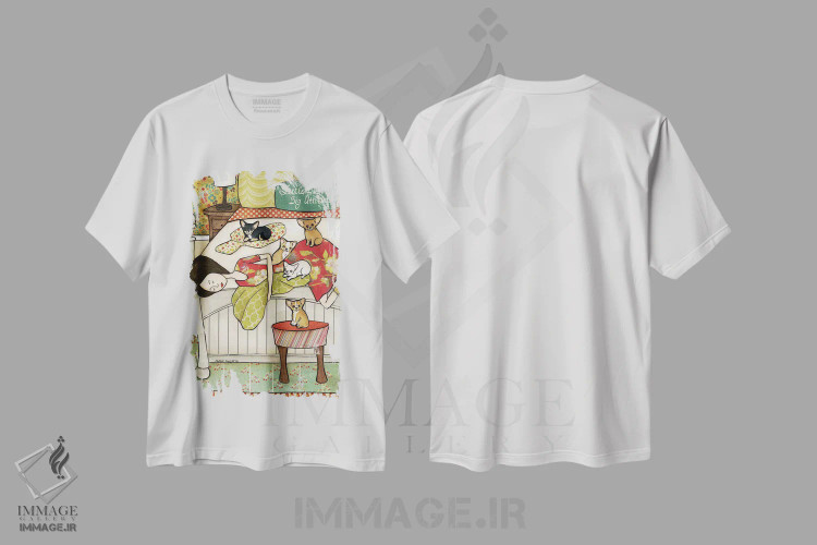 تیشرت سفید طرح دار – تیشرت فانتزی ,سگ های کوچک اثر جیمی موراث فروشگاه ایماژ