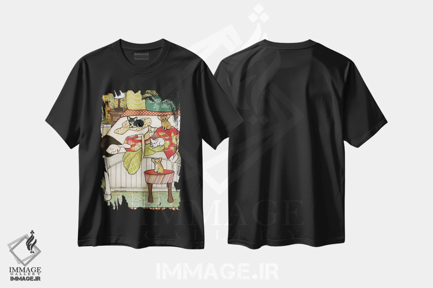 تیشرت مشکی طرح دار – تیشرت فانتزی ,سگ های کوچک اثر جیمی موراث immage.ir