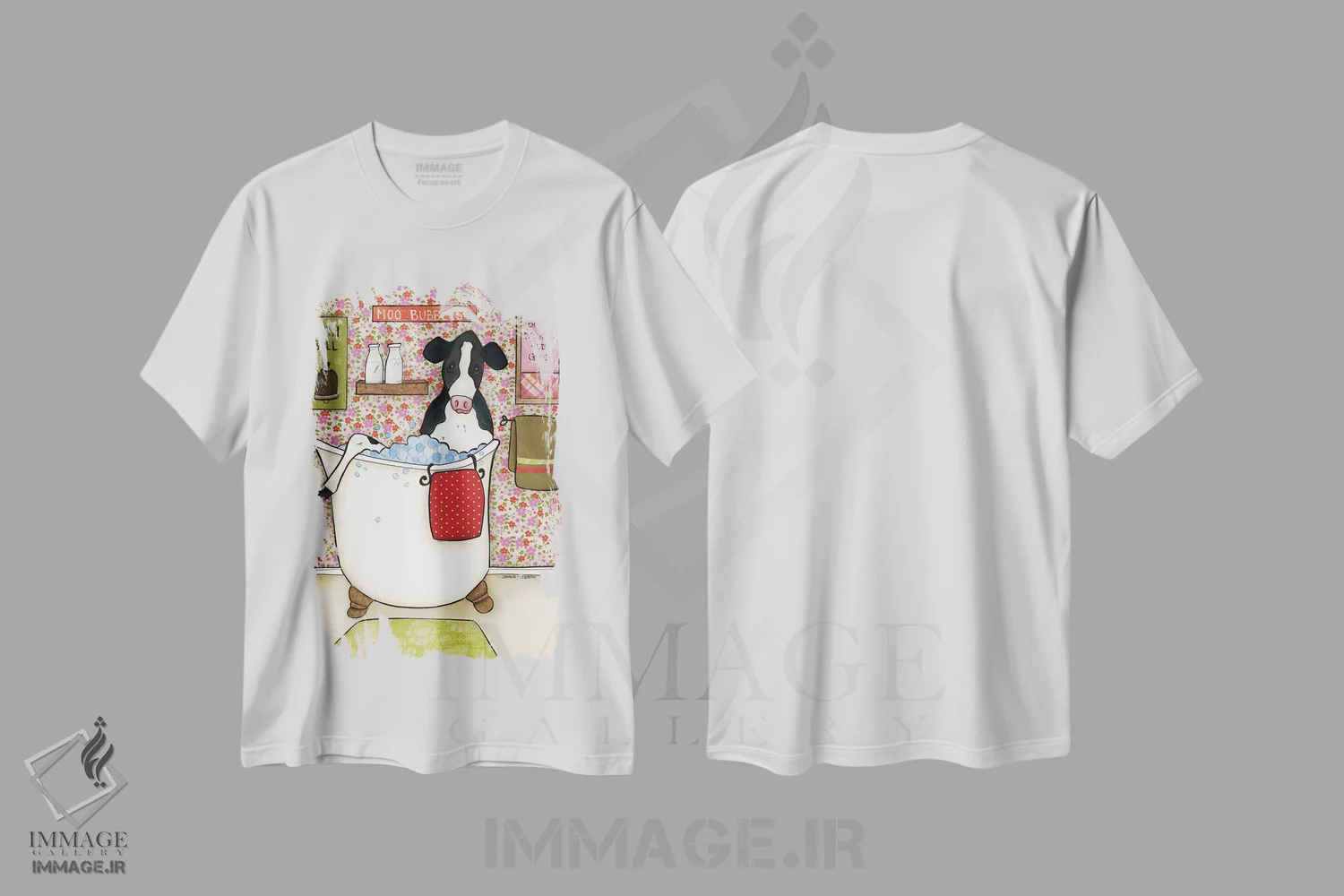 تیشرت سفید طرح دار – تیشرت طنز حیوانات ,حباب های گاو اثر جیمی موراث فروشگاه ایماژ