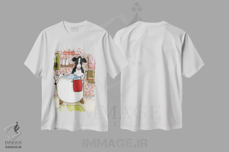 تیشرت سفید طرح دار – تیشرت طنز حیوانات ,حباب های گاو اثر جیمی موراث فروشگاه ایماژ