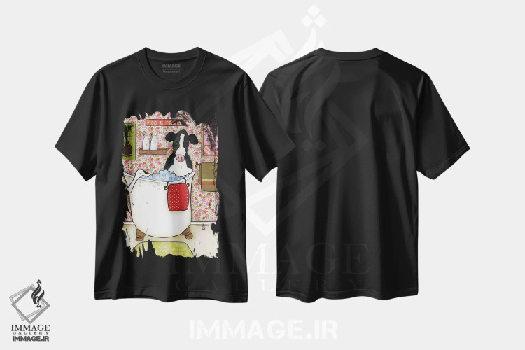 تیشرت مشکی طرح دار – تیشرت طنز حیوانات ,حباب های گاو اثر جیمی موراث immage.ir