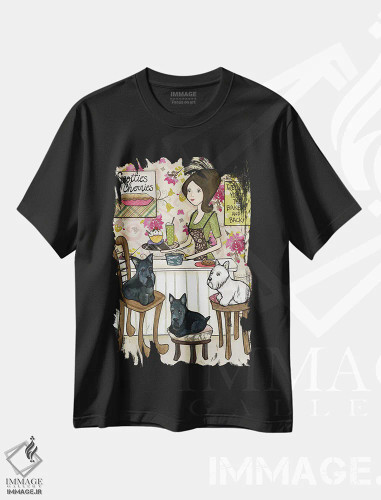 تیشرت مشکی طرح دار – تیشرت حیوانات ,اسکاتی ها و گیلاس ها اثر جیمی موراث فروشگاه ایماژ