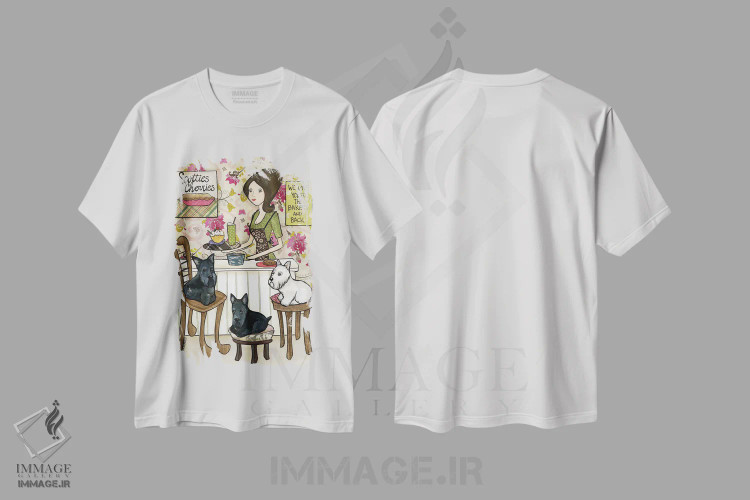 تیشرت سفید طرح دار – تیشرت حیوانات ,اسکاتی ها و گیلاس ها اثر جیمی موراث immage.ir