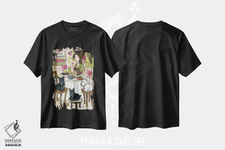 تیشرت مشکی طرح دار – تیشرت حیوانات ,اسکاتی ها و گیلاس ها اثر جیمی موراث فروشگاه ایماژ