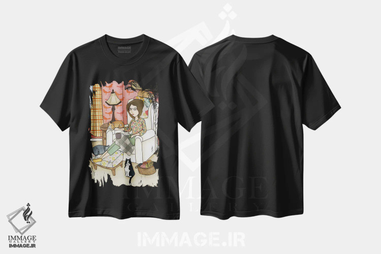 تیشرت مشکی طرح دار – تیشرت گربه ,خیلی خوشحالم اثر جیمی موراث immage.ir