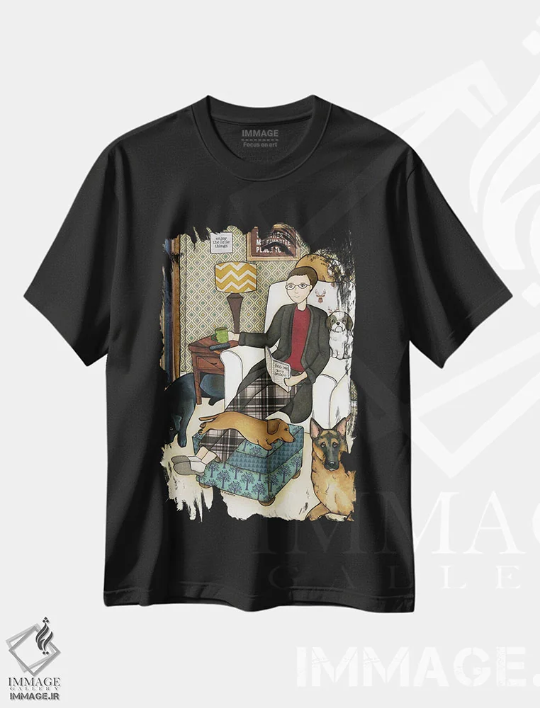 تیشرت مشکی طرح دار – تیشرت حیوانات خانگی ,با هم اثر جیمی موراث فروشگاه ایماژ