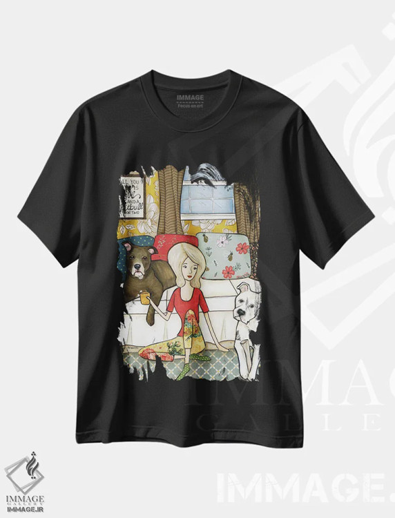 تیشرت مشکی طرح دار – تیشرت حیوانات ,عشق و یک پیت بول اثر جیمی موراث فروشگاه ایماژ