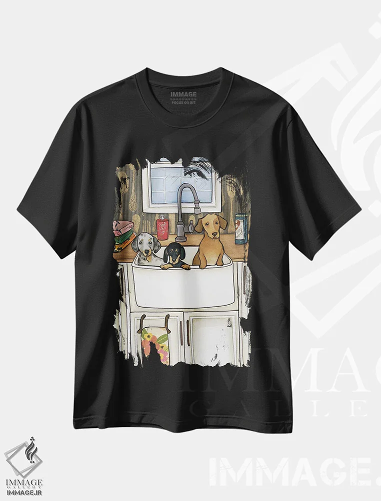 تیشرت مشکی طرح دار – تیشرت سگ ,حمام سینکی سوسیس ها اثر جیمی موراث immage.ir