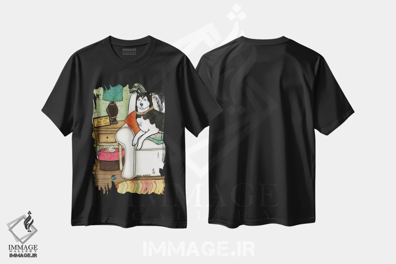 تیشرت مشکی طرح دار – تیشرت حیوانات ,هاسکی فِتی اثر جیمی موراث فروشگاه ایماژ