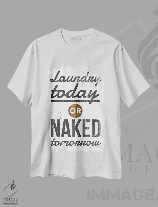 تیشرت سفید طرح دار – تیشرت طنز ,رختشویی امروز اثر مارلا ری فروشگاه ایماژ