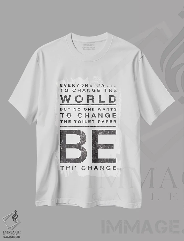 تیشرت سفید طرح دار – تیشرت تایپوگرافی ,همه می خواهند دنیا را تغییر دهند اثر مارلا ری immage.ir