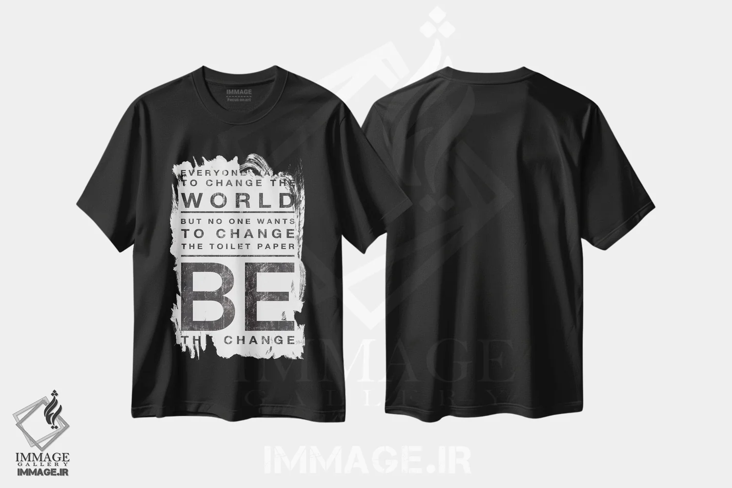 تیشرت مشکی طرح دار – تیشرت تایپوگرافی ,همه می خواهند دنیا را تغییر دهند اثر مارلا ری فروشگاه ایماژ