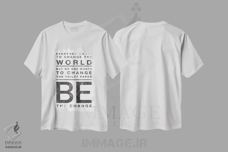 تیشرت سفید طرح دار – تیشرت تایپوگرافی ,همه می خواهند دنیا را تغییر دهند اثر مارلا ری immage.ir