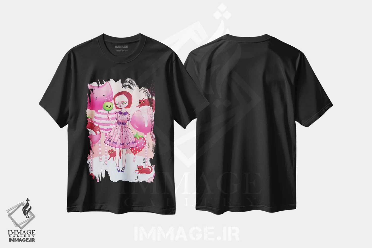 تیشرت مشکی طرح دار – تیشرت فانتزی ,در سرزمین کیک پاپ ها و گربه ها اثر ملانی شولتز فروشگاه ایماژ