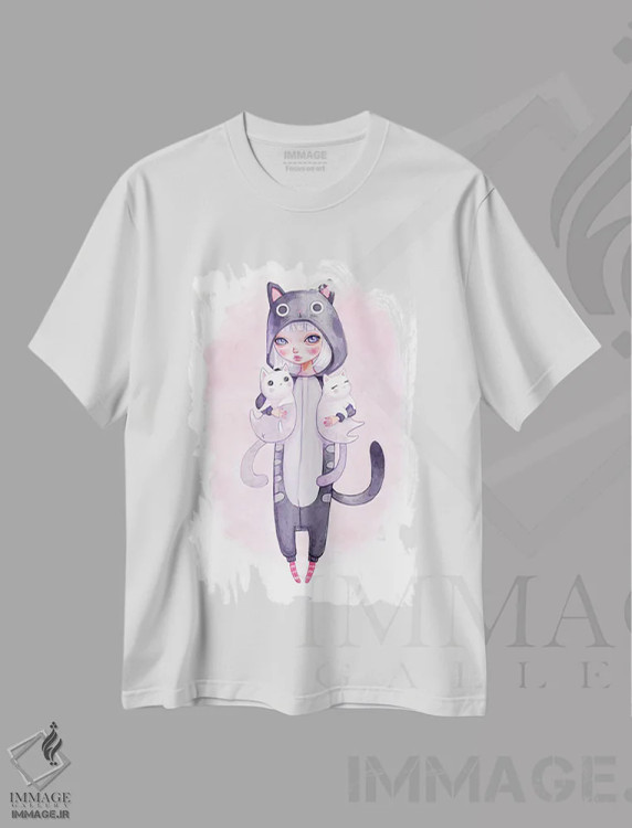 تیشرت سفید طرح دار – تیشرت فانتزی ,بغل های کیگورومی اثر ملانی شولتز immage.ir