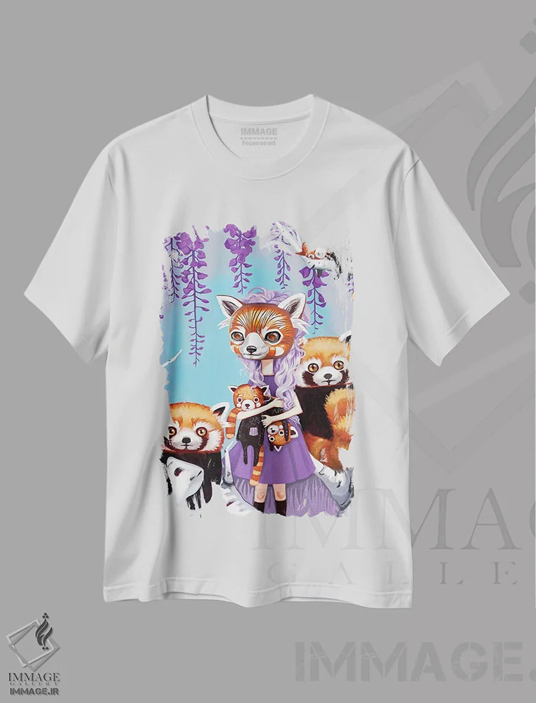 تیشرت سفید طرح دار – تیشرت حیوانات ,پاندای سرخ اثر ملانی شولتز فروشگاه ایماژ