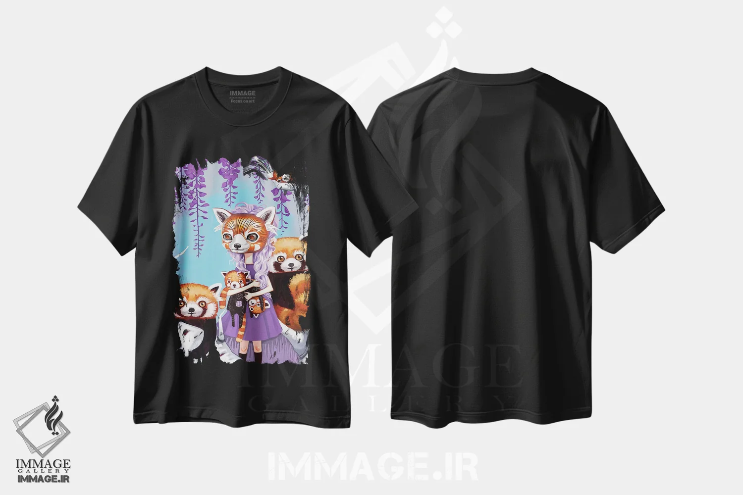 تیشرت مشکی طرح دار – تیشرت حیوانات ,پاندای سرخ اثر ملانی شولتز immage.ir