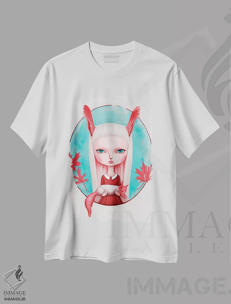 تیشرت سفید طرح دار – تیشرت هنری ,پاییز اثر ملانی شولتز فروشگاه ایماژ