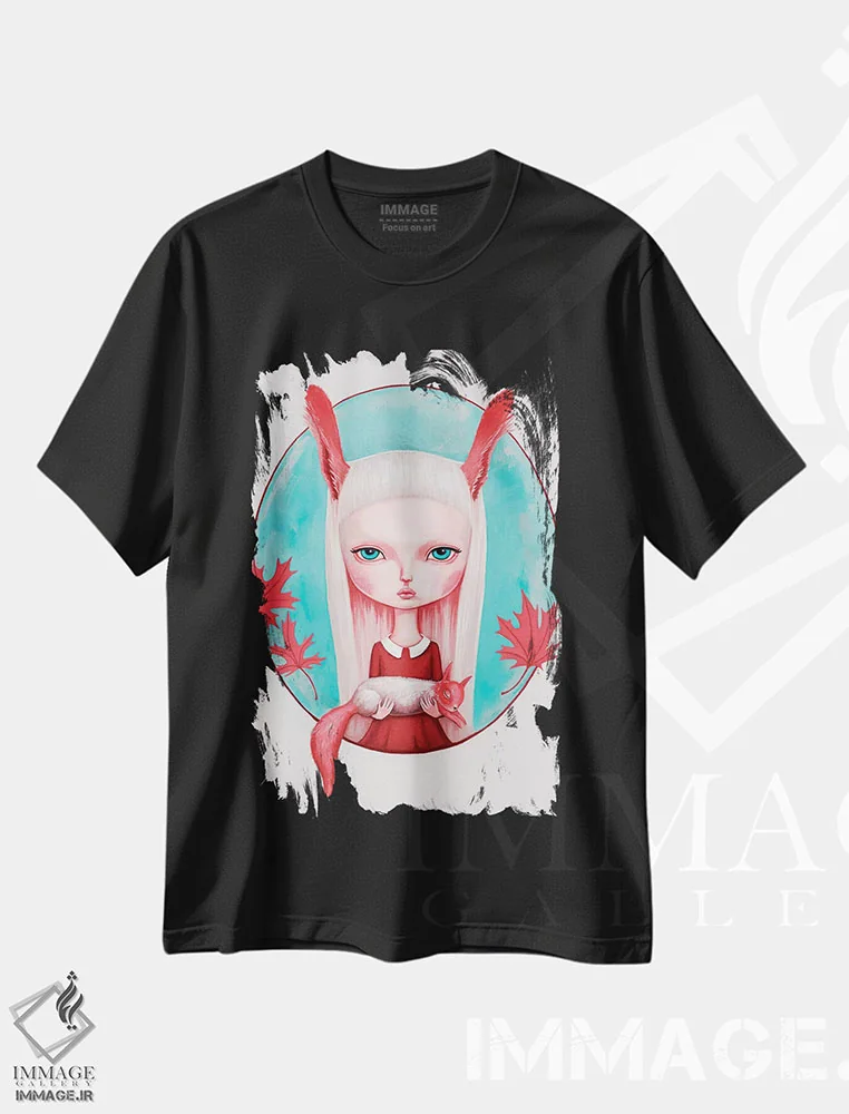 تیشرت مشکی طرح دار – تیشرت هنری ,پاییز اثر ملانی شولتز immage.ir