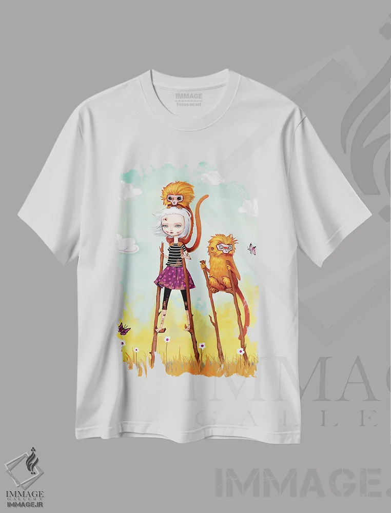 تیشرت سفید طرح دار – تیشرت فانتزی ,دختری در ماجراجویی اثر ملانی شولتز immage.ir