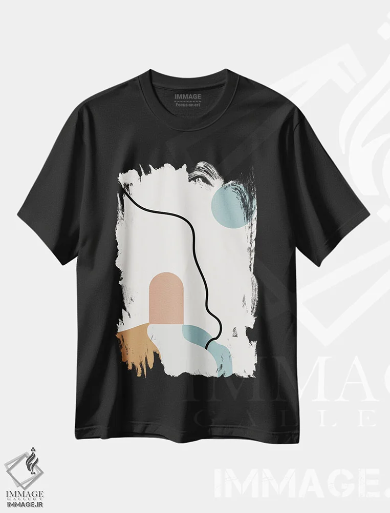 تیشرت مشکی طرح دار – تیشرت بوهو ,جاده ای با سبک بوهو و خاک رس تِراکوتا اثر مامبو آرت استودیو فروشگاه ایماژ