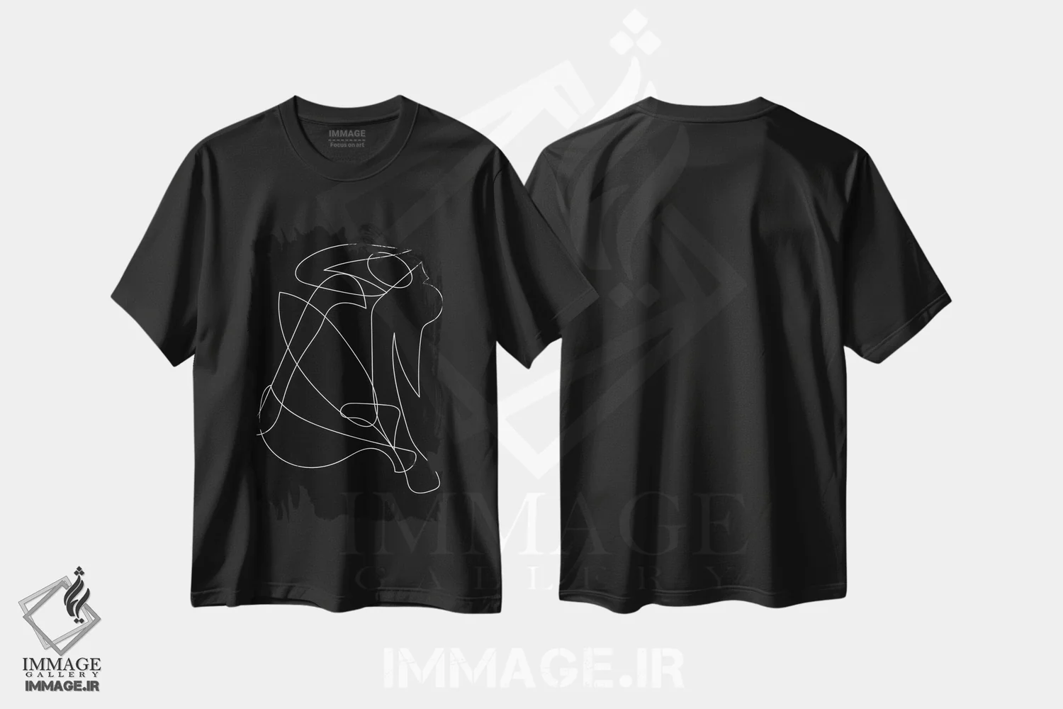 تیشرت مشکی طرح دار – تیشرت مینیمال ,شکل انسان با خطوط تجزیه شده اثر مامبو آرت استودیو immage.ir