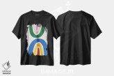 تیشرت مشکی طرح دار – تیشرت فانتزی ,رنگین کمان دوتایی با مدادشمعی اثر مامبو آرت استودیو immage.ir