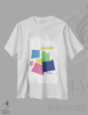 تیشرت سفید طرح دار – تیشرت انتزاعی ,اشکال انتزاعی بُرش خورده اثر مامبو آرت استودیو immage.ir