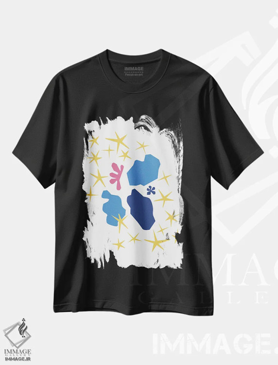 تیشرت مشکی طرح دار – تیشرت مینیمال ,ستاره های بُرش خورده اثر مامبو آرت استودیو immage.ir