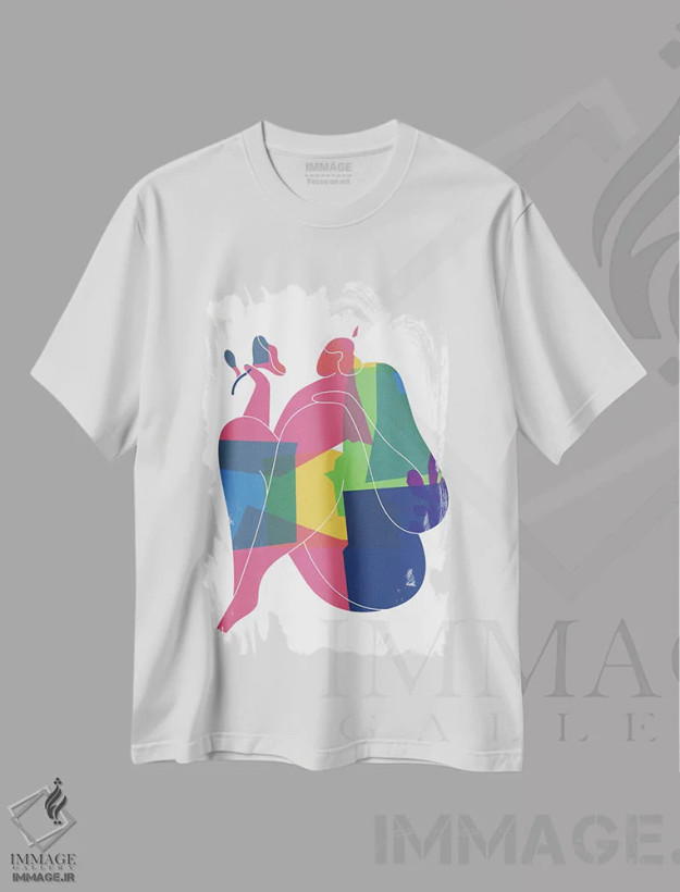 تیشرت سفید طرح دار – تیشرت هنری ,انحناهای بدن زن اثر مامبو آرت استودیو فروشگاه ایماژ