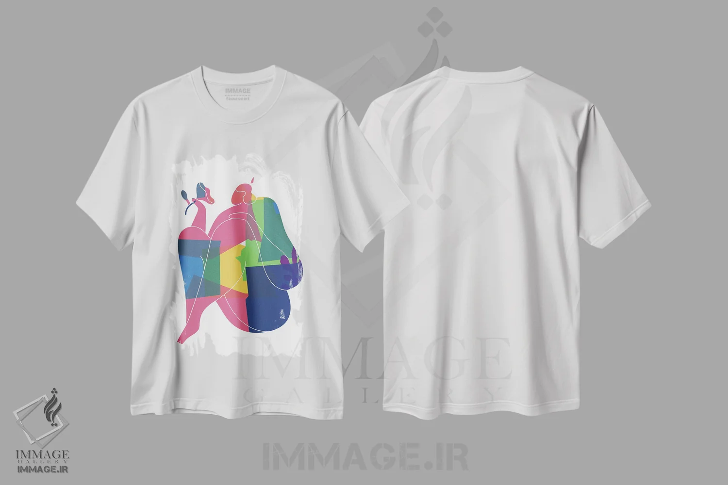 تیشرت سفید طرح دار – تیشرت هنری ,انحناهای بدن زن اثر مامبو آرت استودیو فروشگاه ایماژ